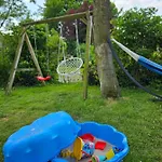 7 Person House With Swing, Firepit, Hammock, Garden, Swimming Lake, Child Friendly, In- And Outside Playground, And Great Coffee